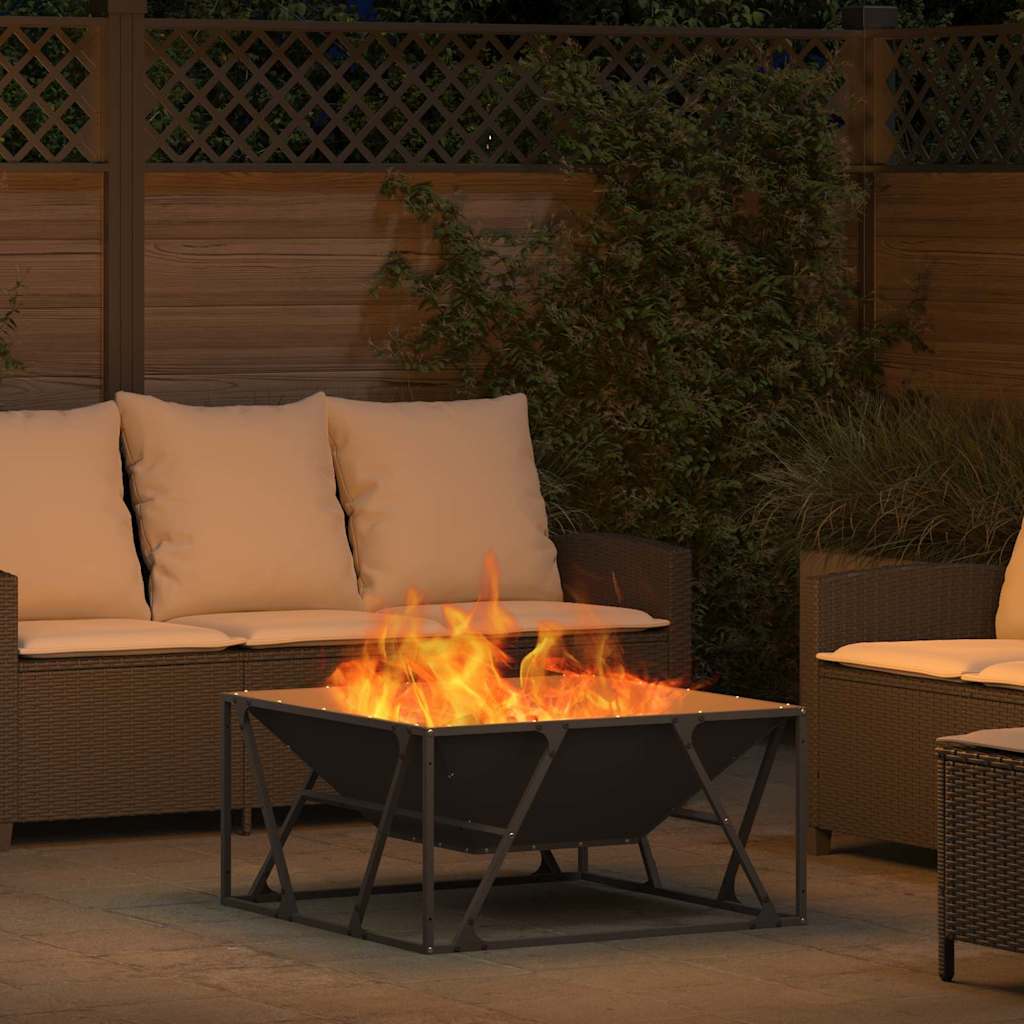 Fire Pit Black 80 x 80 x 40 cm Weathering Steel