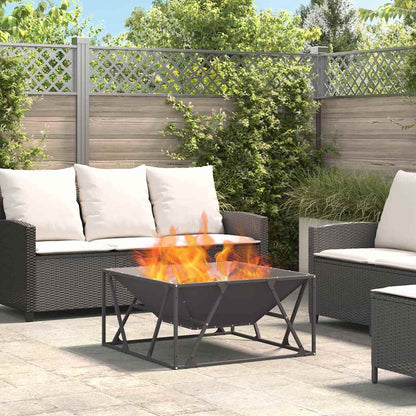 Fire Pit Black 80 x 80 x 40 cm Weathering Steel