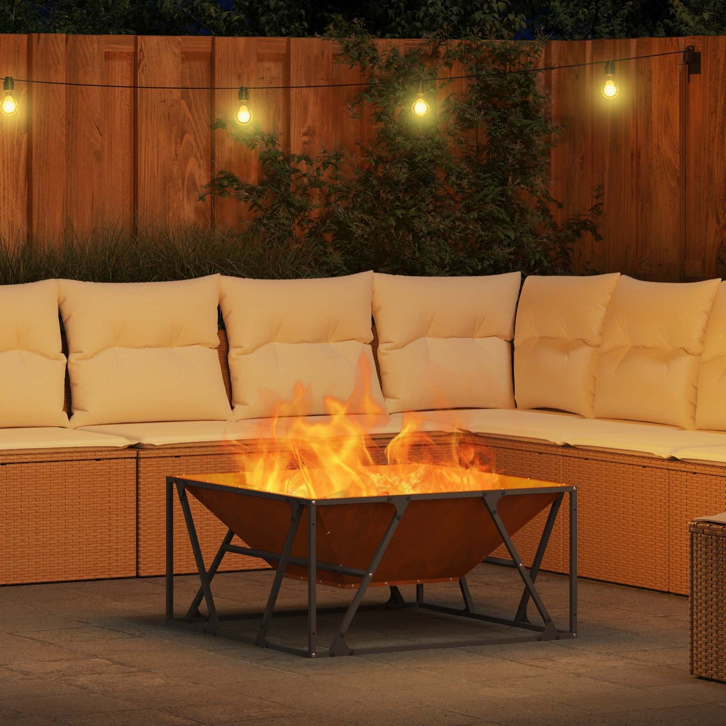 Fire Pit Rusty 80 x 80 x 40 cm Weathering Steel