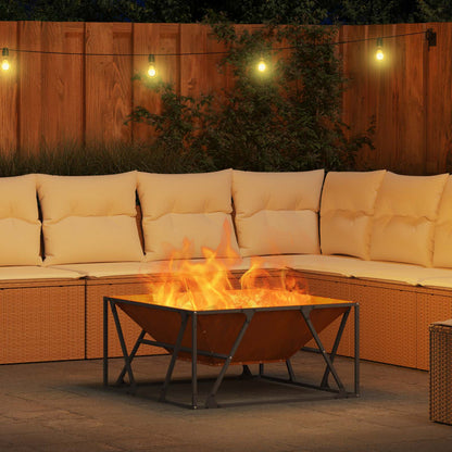 Fire Pit Rusty 80 x 80 x 40 cm Weathering Steel
