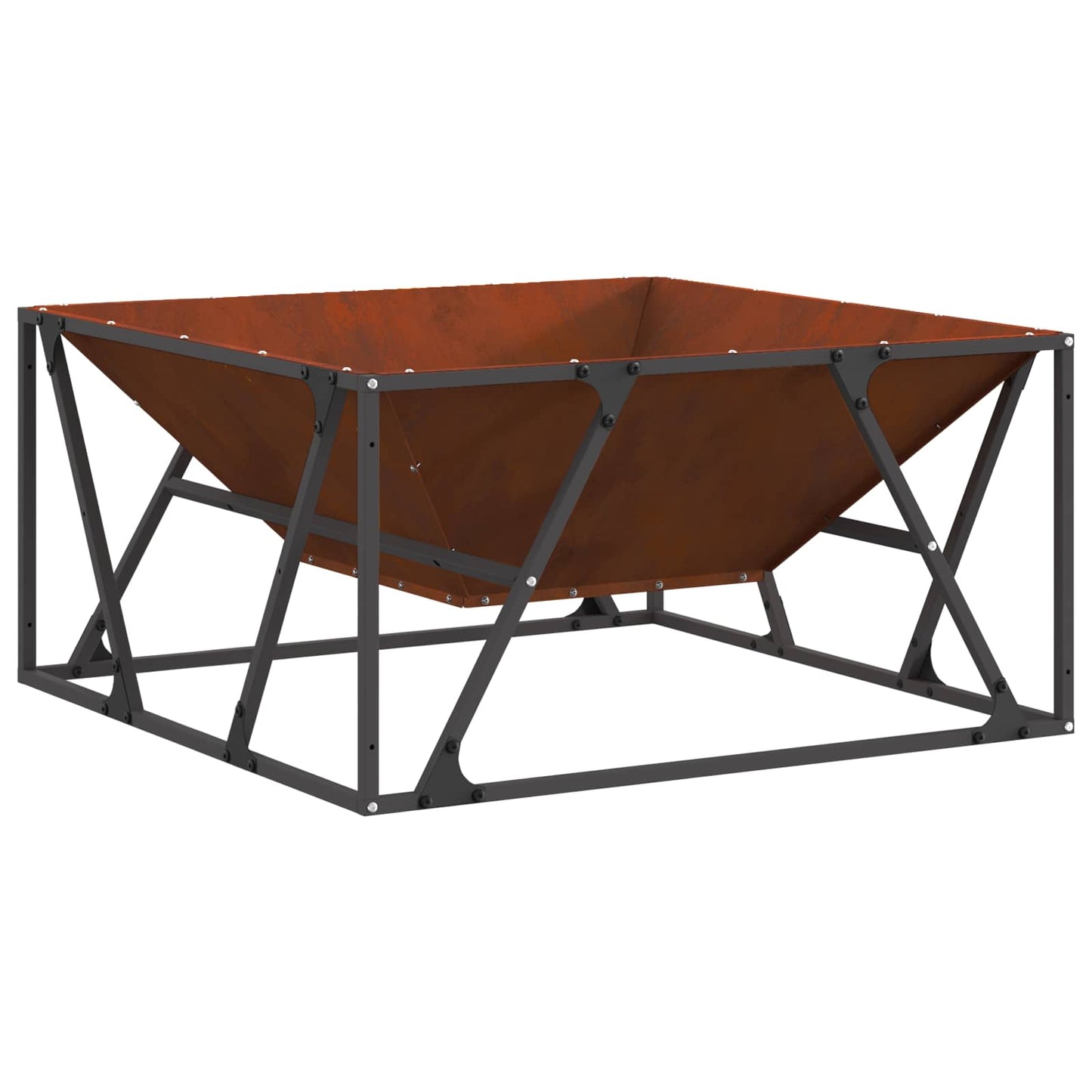 Fire Pit Rusty 80 x 80 x 40 cm Weathering Steel