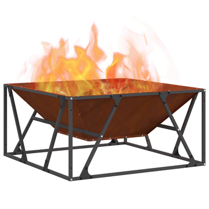 Fire Pit Rusty 80 x 80 x 40 cm Weathering Steel