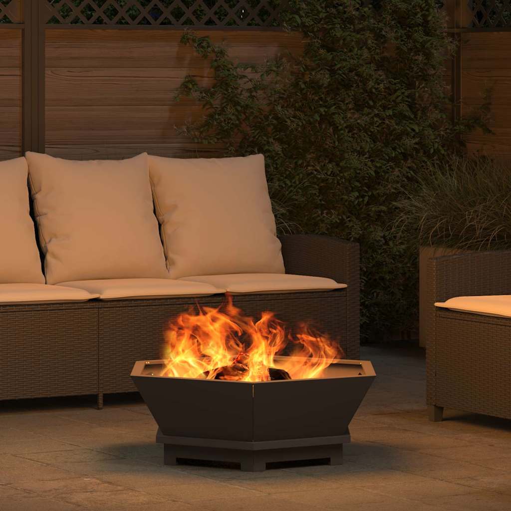 Fire Pit Black 75 x 75 x 28 cm Weathering Steel