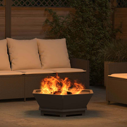 Fire Pit Black 75 x 75 x 28 cm Weathering Steel