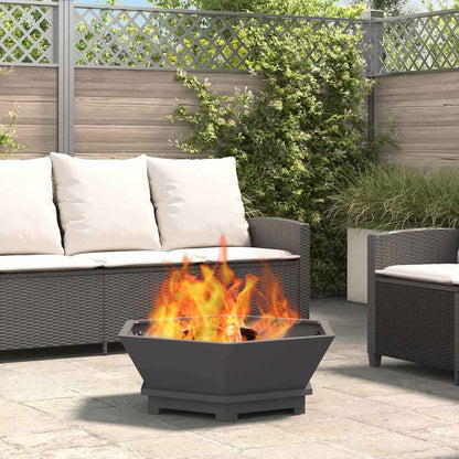 Fire Pit Black 75 x 75 x 28 cm Weathering Steel
