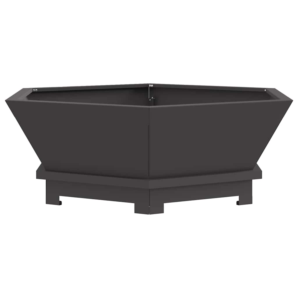Fire Pit Black 75 x 75 x 28 cm Weathering Steel