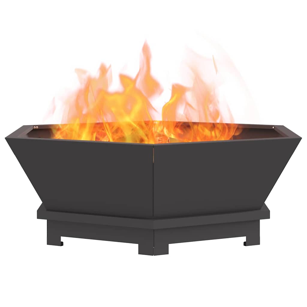 Fire Pit Black 75 x 75 x 28 cm Weathering Steel