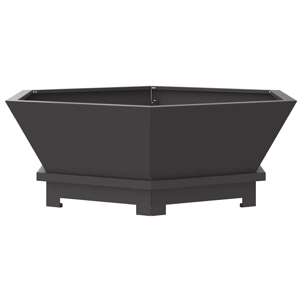 Fire Pit Black 75 x 75 x 28 cm Weathering Steel