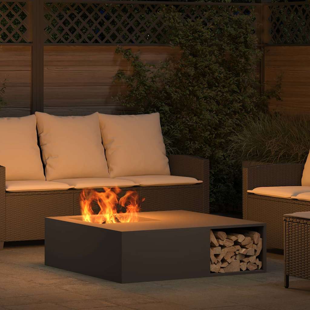 Fire Pit Black 100 x 100 x 30 cm Weathering Steel