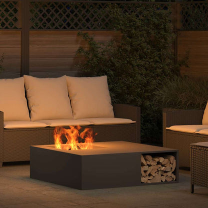 Fire Pit Black 100 x 100 x 30 cm Weathering Steel