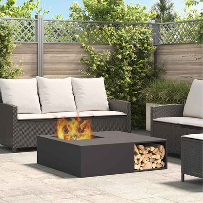 Fire Pit Black 100 x 100 x 30 cm Weathering Steel