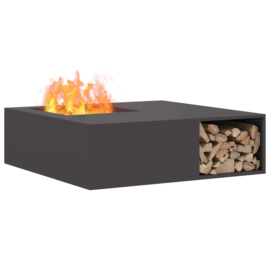 Fire Pit Black 100 x 100 x 30 cm Weathering Steel