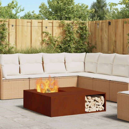 Fire Pit Rusty 100 x 100 x 30 cm Weathering Steel