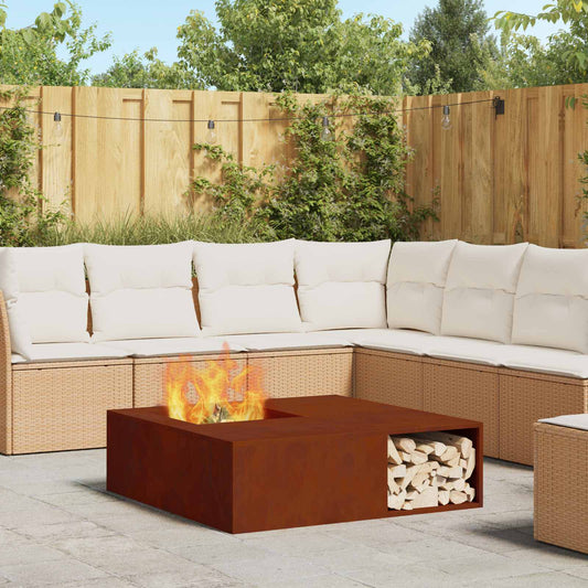 Fire Pit Rusty 100 x 100 x 30 cm Weathering Steel
