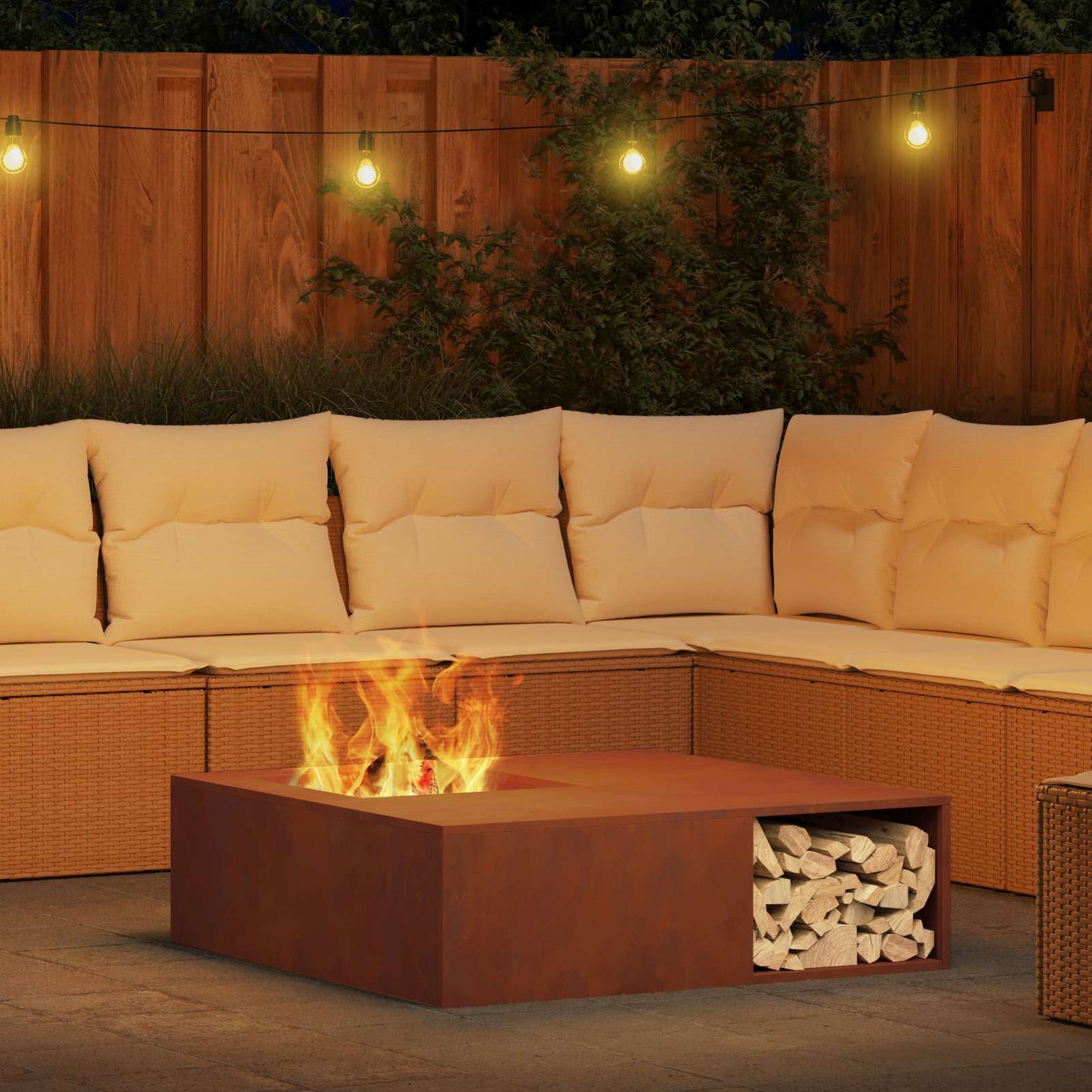 Fire Pit Rusty 100 x 100 x 30 cm Weathering Steel