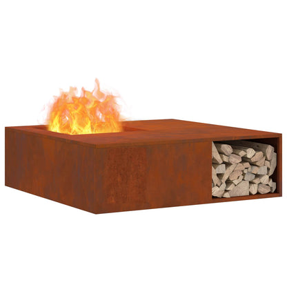 Fire Pit Rusty 100 x 100 x 30 cm Weathering Steel