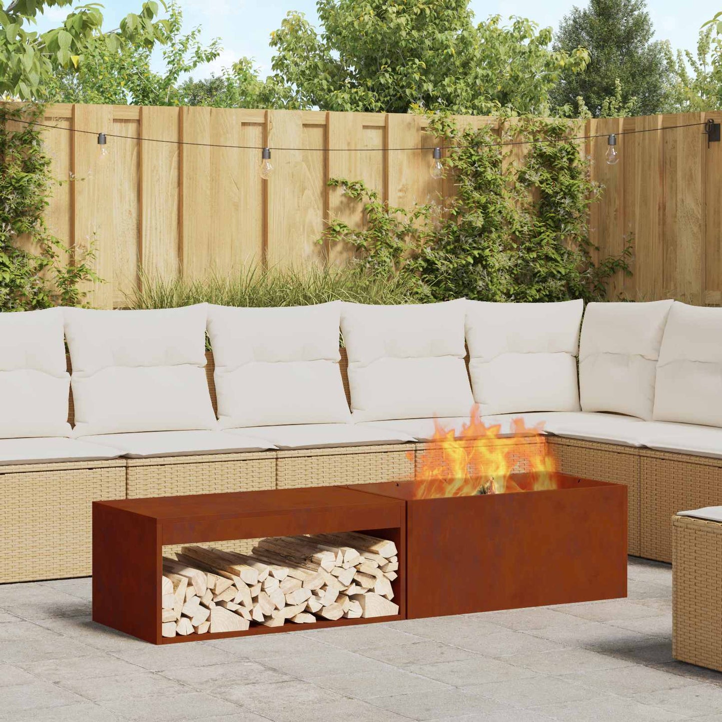 Fire Pit Rusty 160 x 45 x 35 cm Weathering Steel