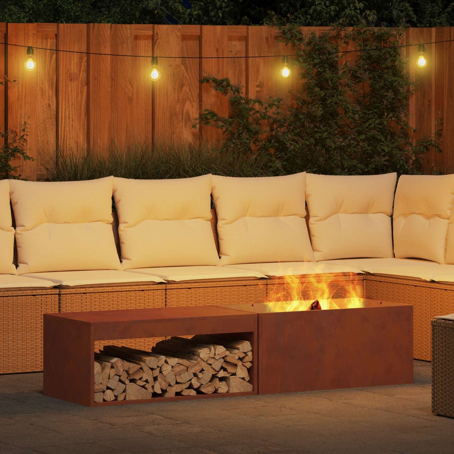 Fire Pit Rusty 160 x 45 x 35 cm Weathering Steel