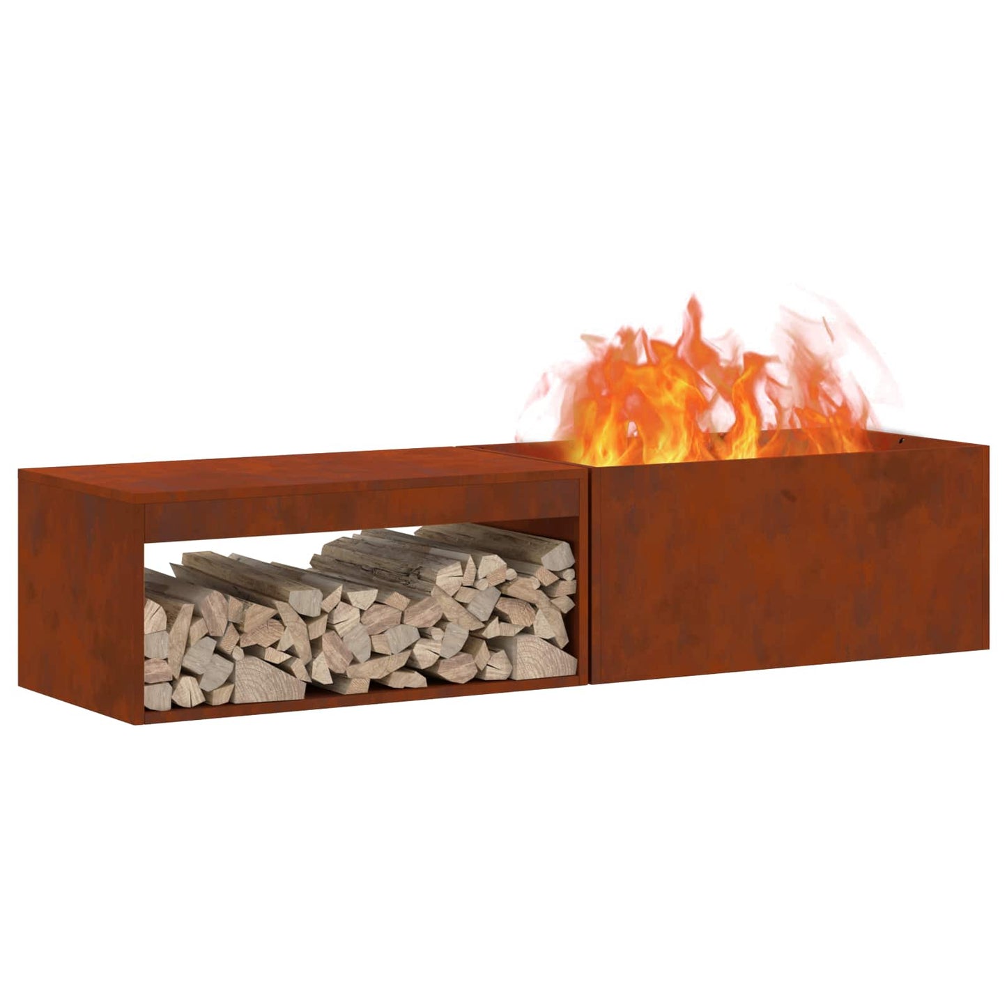 Fire Pit Rusty 160 x 45 x 35 cm Weathering Steel