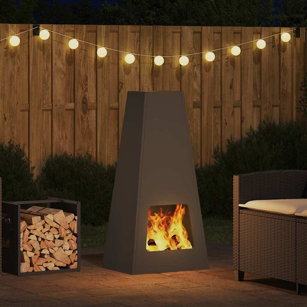 Fire Pit Black 50 x 35 x 100 cm Weathering Steel