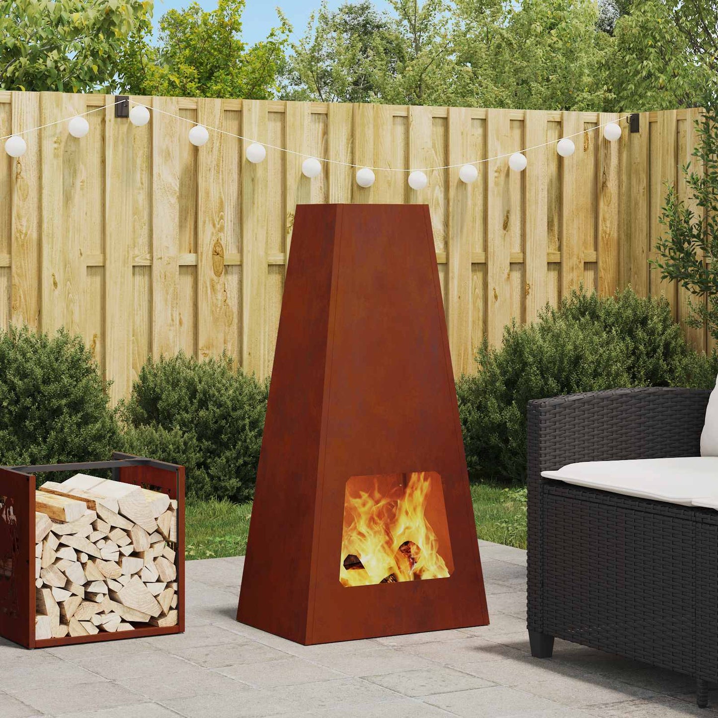 Fire Pit Rusty 50 x 35 x 100 cm Weathering Steel