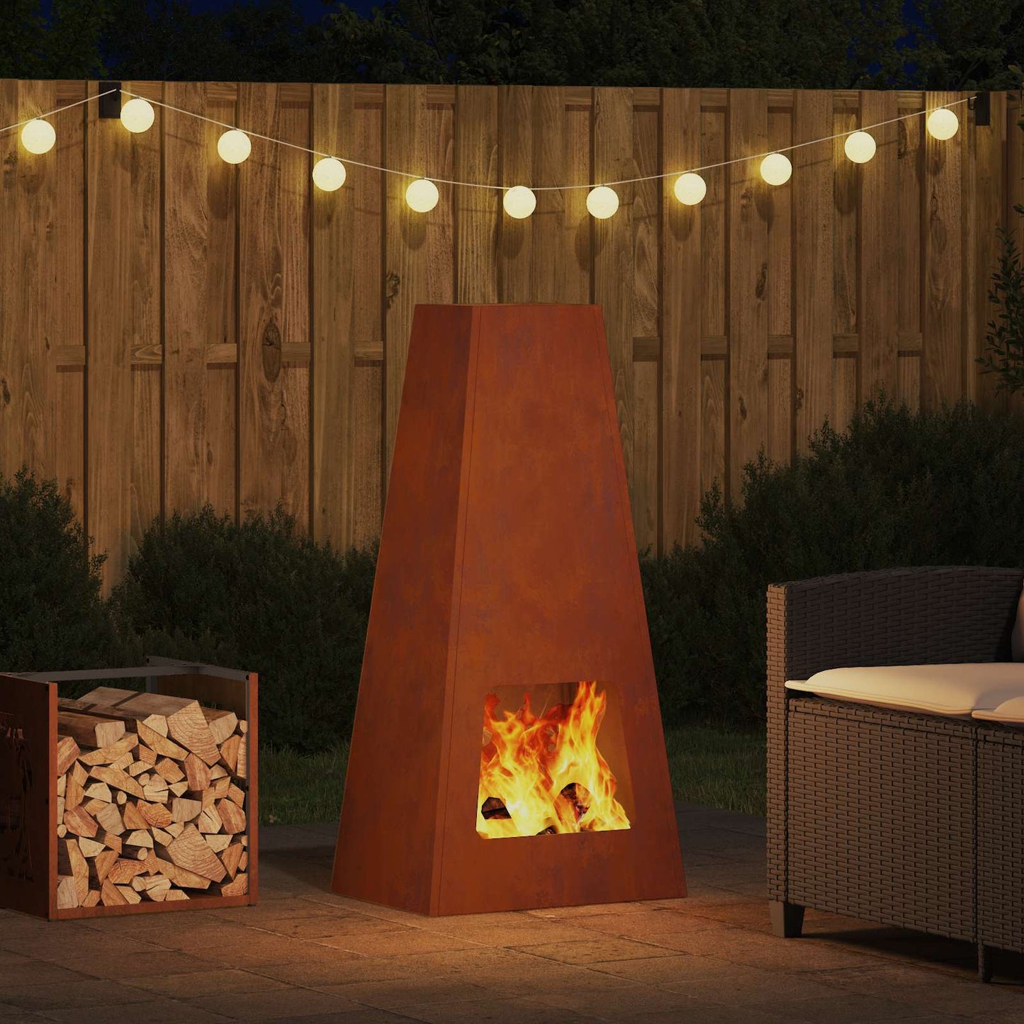 Fire Pit Rusty 50 x 35 x 100 cm Weathering Steel