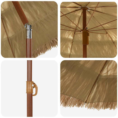 Beach Parasol Brown Ø 160 x 196 cm Steel