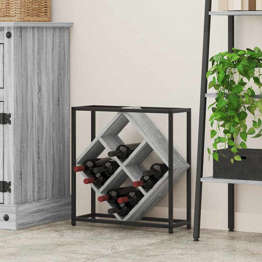 Wine Rack 16 bottles Engineered Wood Grey Sonoma