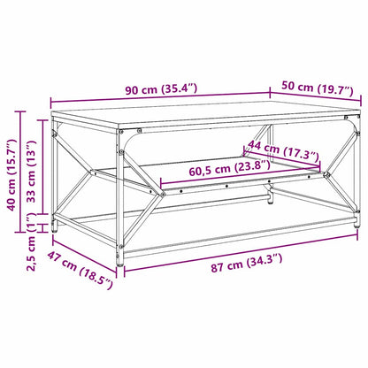 Coffee Table Grey Sonoma 90 x 50 x 40 cm