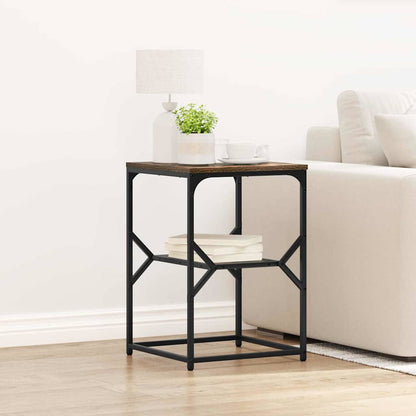 Side Table Smoked Oak 41 x 40 x 60 cm Engineered Wood and Steel