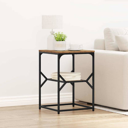 Side Table Old Wood 41 x 40 x 60 cm Engineered Wood and Steel