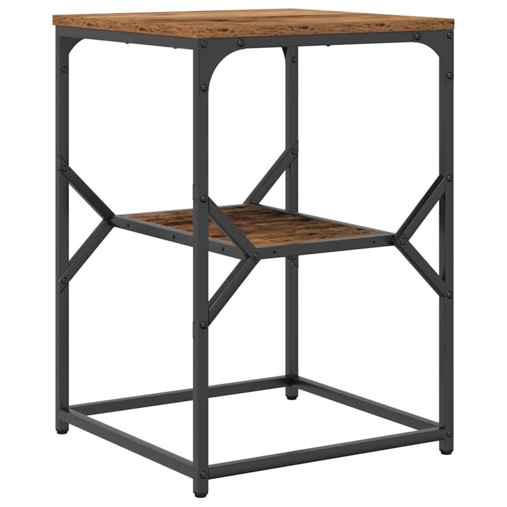 Side Table Old Wood 41 x 40 x 60 cm Engineered Wood and Steel