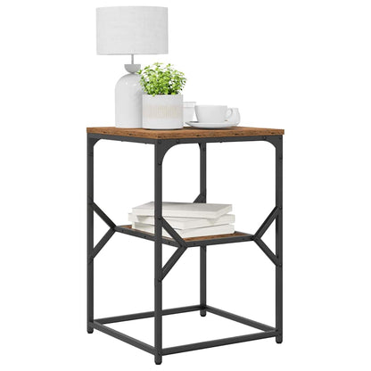Side Table Old Wood 41 x 40 x 60 cm Engineered Wood and Steel