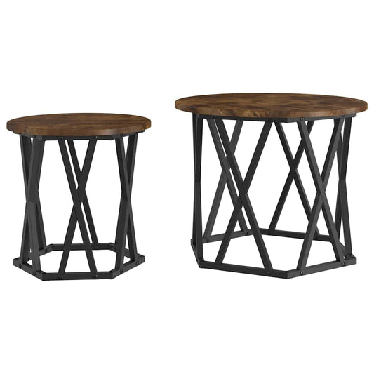 Side Table 2 pcs Smoked Oak 50 x 50 x 40 cm