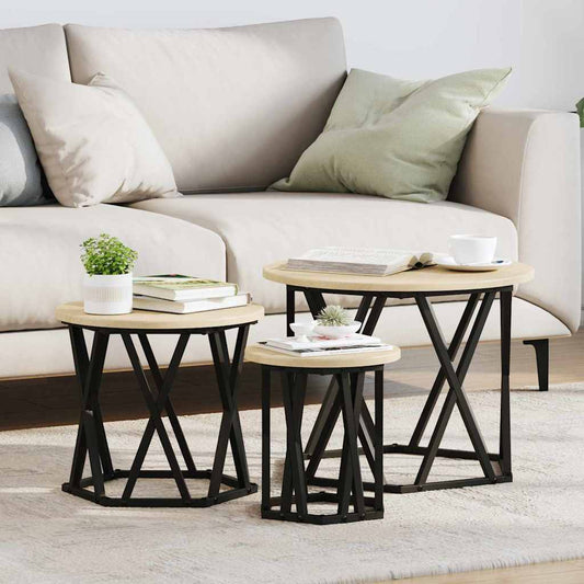 Nesting Side Table 3 pcs Sonoma Oak 53 x 53 x 40 cm