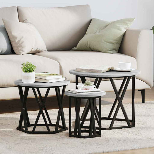 Nesting Side Table 3 pcs Grey Sonoma 53 x 53 x 40 cm
