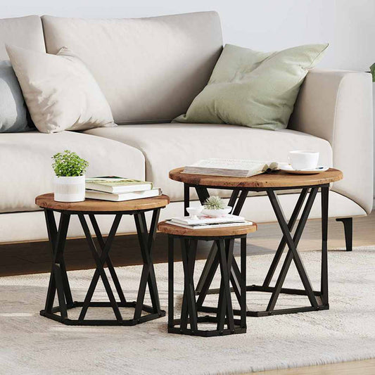 Nesting Side Table 3 pcs Old Wood 53 x 53 x 40 cm