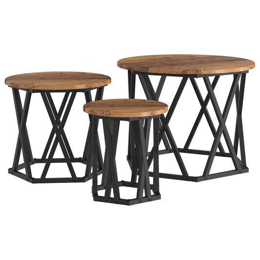 Nesting Side Table 3 pcs Old Wood 53 x 53 x 40 cm