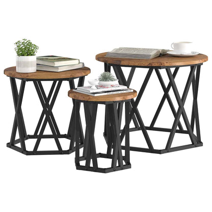 Nesting Side Table 3 pcs Old Wood 53 x 53 x 40 cm