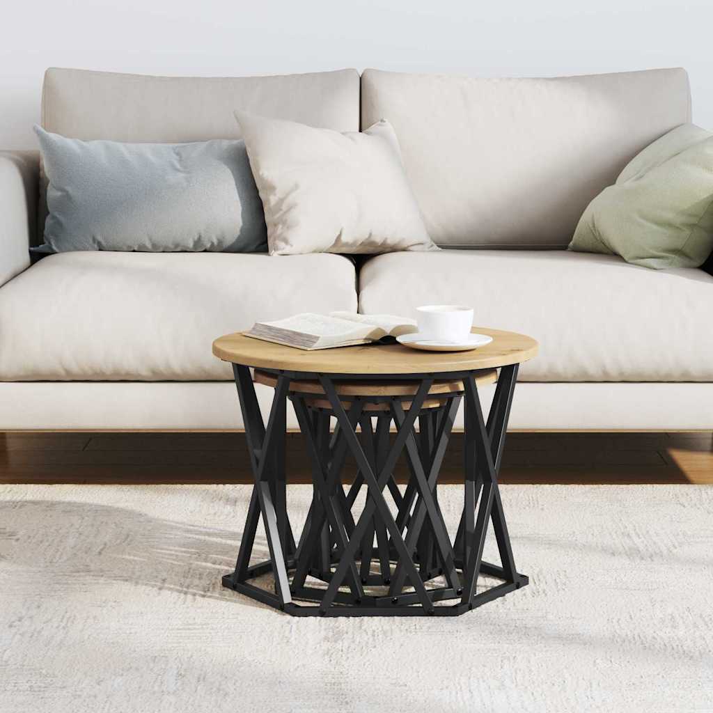 Nesting Side Table 3 pcs Artisan Oak 53 x 53 x 40 cm