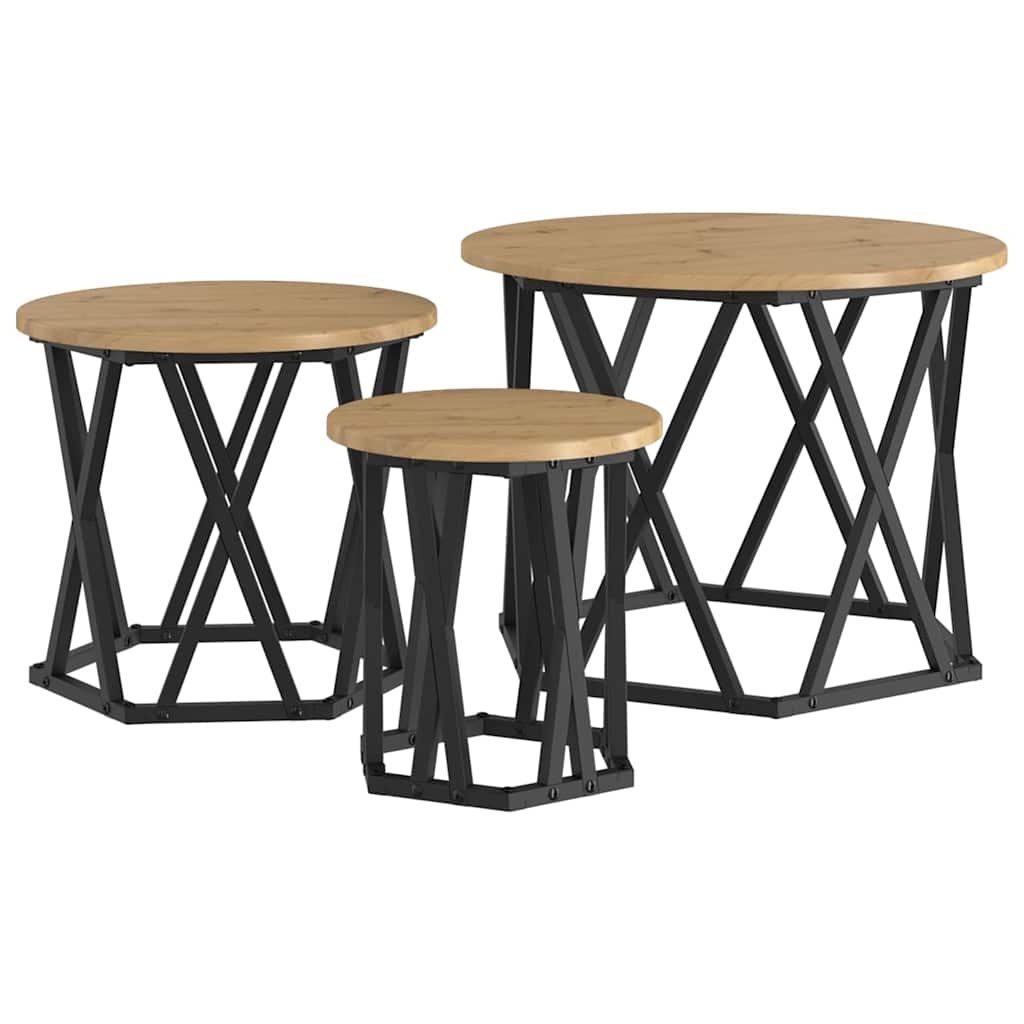 Nesting Side Table 3 pcs Artisan Oak 53 x 53 x 40 cm