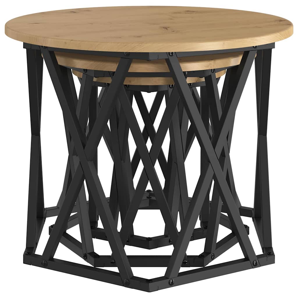 Nesting Side Table 3 pcs Artisan Oak 53 x 53 x 40 cm