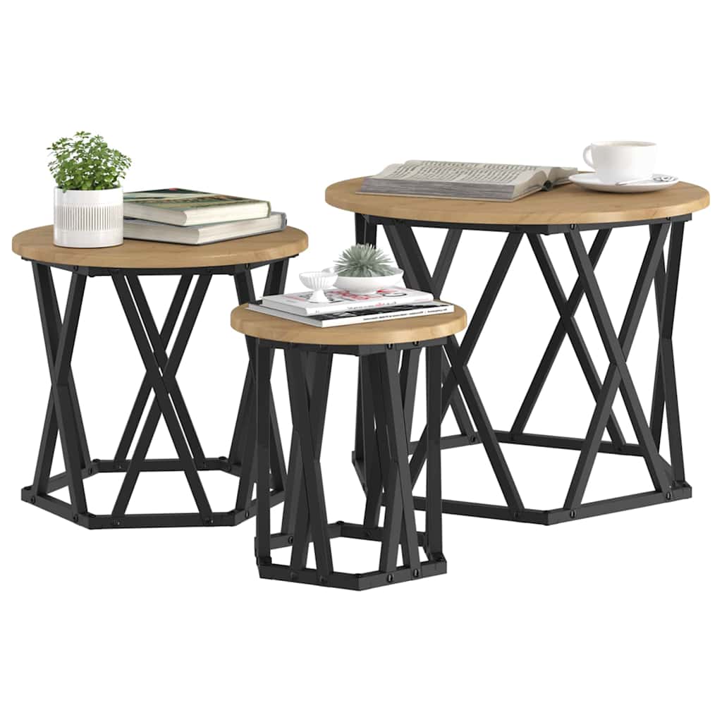 Nesting Side Table 3 pcs Artisan Oak 53 x 53 x 40 cm