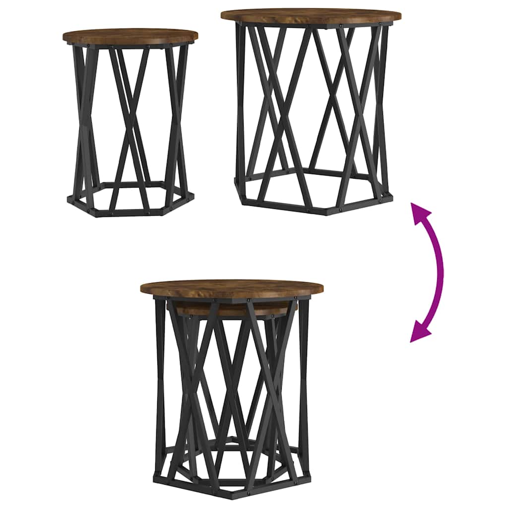 Coffee Table 2 pcs Smoked oak 50 x 50 x 50 cm