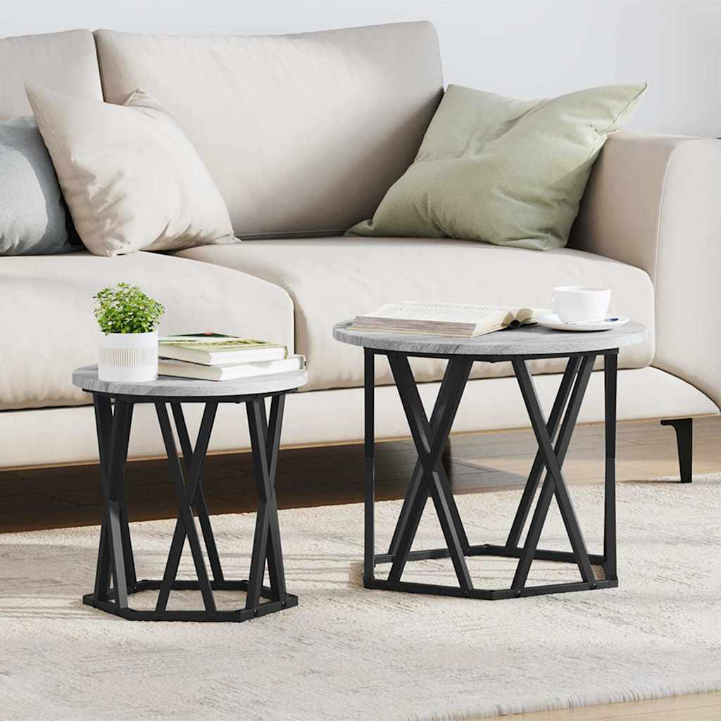 Coffee Table 2 pcs Grey sonoma 50 x 50 x 50 cm