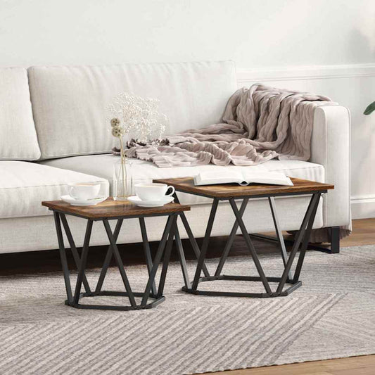 Side Table Set 2 pcs Smoked Oak 50 x 50 x 40 cm