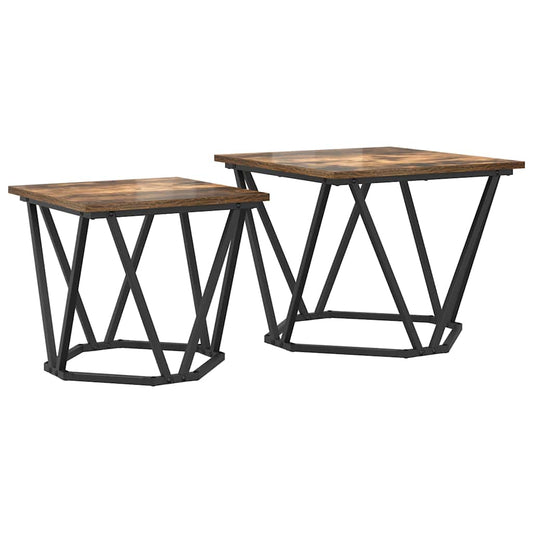 Side Table Set 2 pcs Smoked Oak 50 x 50 x 40 cm