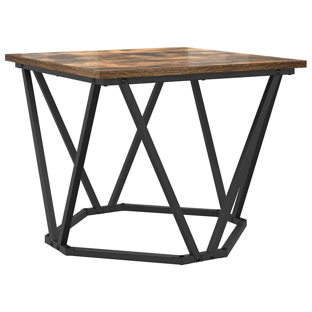 Side Table Set 2 pcs Smoked Oak Engineered Wood and Steel