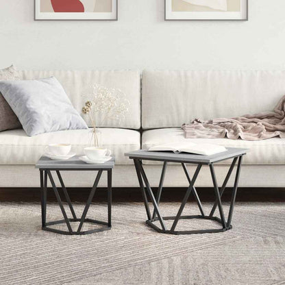 Side Table Set 2 pcs Grey Sonoma Engineered Wood and Steel