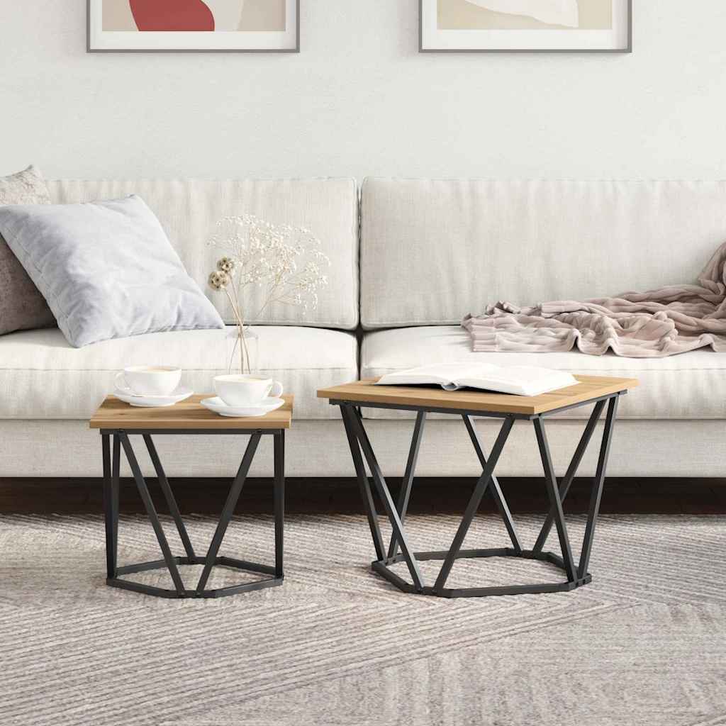 Side Table Set 2 pcs Artisan Oak 50 x 50 x 40 cm